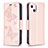 Coque Portefeuille Papillon Livre Cuir Etui Clapet L09 pour Apple iPhone 14 Rose Petit