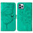 Coque Portefeuille Papillon Livre Cuir Etui Clapet L10 pour Apple iPhone 13 Pro Vert