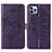 Coque Portefeuille Papillon Livre Cuir Etui Clapet L10 pour Apple iPhone 13 Pro Violet