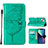 Coque Portefeuille Papillon Livre Cuir Etui Clapet L10 pour Apple iPhone 14 Vert