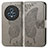 Coque Portefeuille Papillon Livre Cuir Etui Clapet pour Huawei Honor Magic5 5G Gris