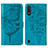 Coque Portefeuille Papillon Livre Cuir Etui Clapet Y01B pour Samsung Galaxy A01 SM-A015 Bleu