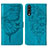 Coque Portefeuille Papillon Livre Cuir Etui Clapet Y01B pour Samsung Galaxy A50S Bleu