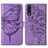 Coque Portefeuille Papillon Livre Cuir Etui Clapet Y01B pour Samsung Galaxy A50S Violet Clair