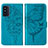 Coque Portefeuille Papillon Livre Cuir Etui Clapet Y01B pour Samsung Galaxy F52 5G Bleu
