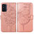 Coque Portefeuille Papillon Livre Cuir Etui Clapet Y01B pour Samsung Galaxy F52 5G Or Rose