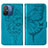 Coque Portefeuille Papillon Livre Cuir Etui Clapet YB2 pour Xiaomi Redmi 12C 4G Bleu