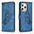 Coque Portefeuille Papillon Livre Cuir Etui Clapet Z01 pour Apple iPhone 15 Pro Bleu
