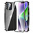 Coque Rebord Bumper Luxe Aluminum Metal Miroir 360 Degres Housse Etui Aimant LK2 pour Apple iPhone 14 Noir