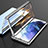 Coque Rebord Bumper Luxe Aluminum Metal Miroir 360 Degres Housse Etui Aimant M01 pour Samsung Galaxy S22 Plus 5G Argent