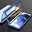 Coque Rebord Bumper Luxe Aluminum Metal Miroir 360 Degres Housse Etui Aimant M01 pour Samsung Galaxy S22 Plus 5G Bleu Petit