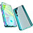 Coque Rebord Bumper Luxe Aluminum Metal Miroir 360 Degres Housse Etui Aimant M01 pour Xiaomi Mi Note 10 Cyan