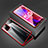 Coque Rebord Bumper Luxe Aluminum Metal Miroir 360 Degres Housse Etui Aimant pour OnePlus Nord N200 5G Rouge