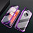 Coque Rebord Bumper Luxe Aluminum Metal Miroir 360 Degres Housse Etui Aimant T01 pour OnePlus 7T Violet Petit