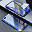 Coque Rebord Bumper Luxe Aluminum Metal Miroir 360 Degres Housse Etui Aimant T08 pour Oppo K1 Bleu