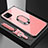 Coque Rebord Contour Silicone et Vitre Miroir Housse Etui avec Support Bague Anneau Magnetique pour Huawei P40 Lite Or Rose