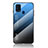 Coque Rebord Contour Silicone et Vitre Miroir Housse Etui Degrade Arc en Ciel LS1 pour Samsung Galaxy M21s Bleu