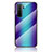 Coque Rebord Contour Silicone et Vitre Miroir Housse Etui Degrade Arc en Ciel LS2 pour Huawei P40 Lite 5G Bleu