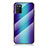 Coque Rebord Contour Silicone et Vitre Miroir Housse Etui Degrade Arc en Ciel LS2 pour Samsung Galaxy A02s Bleu