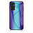Coque Rebord Contour Silicone et Vitre Miroir Housse Etui Degrade Arc en Ciel LS2 pour Samsung Galaxy F13 4G Bleu