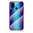 Coque Rebord Contour Silicone et Vitre Miroir Housse Etui Degrade Arc en Ciel LS2 pour Samsung Galaxy M21s Bleu
