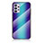 Coque Rebord Contour Silicone et Vitre Miroir Housse Etui Degrade Arc en Ciel LS2 pour Samsung Galaxy M32 5G Bleu