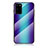 Coque Rebord Contour Silicone et Vitre Miroir Housse Etui Degrade Arc en Ciel LS2 pour Samsung Galaxy S20 Plus Bleu