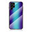 Coque Rebord Contour Silicone et Vitre Miroir Housse Etui Degrade Arc en Ciel M01 pour Samsung Galaxy S25 Ultra 5G Bleu