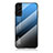 Coque Rebord Contour Silicone et Vitre Miroir Housse Etui Degrade Arc en Ciel M02 pour Samsung Galaxy S21 Plus 5G Bleu