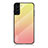 Coque Rebord Contour Silicone et Vitre Miroir Housse Etui Degrade Arc en Ciel M02 pour Samsung Galaxy S21 Plus 5G Orange