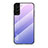 Coque Rebord Contour Silicone et Vitre Miroir Housse Etui Degrade Arc en Ciel M02 pour Samsung Galaxy S21 Plus 5G Violet Clair