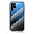 Coque Rebord Contour Silicone et Vitre Miroir Housse Etui Degrade Arc en Ciel M02 pour Samsung Galaxy S23 Ultra 5G Bleu