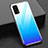 Coque Rebord Contour Silicone et Vitre Miroir Housse Etui Degrade Arc en Ciel pour Realme X7 5G Bleu Ciel