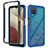 Coque Rebord Contour Silicone et Vitre Transparente Housse Etui 360 Degres JX2 pour Samsung Galaxy M12 Bleu