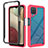 Coque Rebord Contour Silicone et Vitre Transparente Housse Etui 360 Degres JX2 pour Samsung Galaxy M12 Rouge