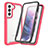 Coque Rebord Contour Silicone et Vitre Transparente Housse Etui 360 Degres M01 pour Samsung Galaxy S21 5G Rose Rouge