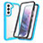 Coque Rebord Contour Silicone et Vitre Transparente Housse Etui 360 Degres M01 pour Samsung Galaxy S21 Plus 5G Bleu Ciel
