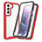 Coque Rebord Contour Silicone et Vitre Transparente Housse Etui 360 Degres M01 pour Samsung Galaxy S21 Plus 5G Rouge