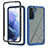 Coque Rebord Contour Silicone et Vitre Transparente Housse Etui 360 Degres M02 pour Samsung Galaxy S21 FE 5G Bleu