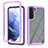 Coque Rebord Contour Silicone et Vitre Transparente Housse Etui 360 Degres M02 pour Samsung Galaxy S21 FE 5G Violet