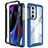Coque Rebord Contour Silicone et Vitre Transparente Housse Etui 360 Degres pour Motorola Moto Edge X30 5G Bleu
