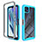 Coque Rebord Contour Silicone et Vitre Transparente Housse Etui 360 Degres pour Motorola Moto G50 5G Cyan