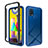 Coque Rebord Contour Silicone et Vitre Transparente Housse Etui 360 Degres ZJ1 pour Samsung Galaxy M21s Bleu