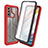 Coque Rebord Contour Silicone et Vitre Transparente Housse Etui 360 Degres ZJ3 pour Motorola Moto G60 Rouge