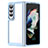 Coque Rebord Contour Silicone et Vitre Transparente Housse Etui J01S pour Samsung Galaxy Z Fold3 5G Bleu