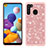 Coque Silicone et Plastique Housse Etui Protection Integrale 360 Degres Bling-Bling JX1 pour Samsung Galaxy A21 Or Rose