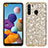 Coque Silicone et Plastique Housse Etui Protection Integrale 360 Degres Bling-Bling pour Samsung Galaxy A21 Or