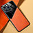 Coque Silicone Gel Motif Cuir Housse Etui avec Magnetique pour Apple iPhone 13 Pro Orange