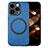Coque Silicone Gel Motif Cuir Housse Etui avec Magnetique S02D pour Apple iPhone 13 Pro Bleu