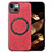 Coque Silicone Gel Motif Cuir Housse Etui avec Magnetique S02D pour Apple iPhone 15 Rouge
